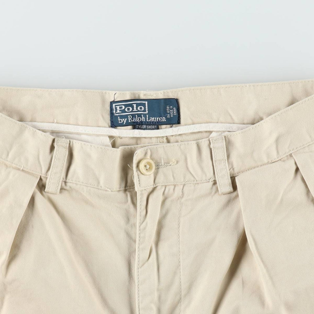 Ralph Lauren POLO by Ralph Lauren TYLER SHORT Two-pleat chino shorts, short pants, men's size w31 cotton Beige type Vintage Second Hand