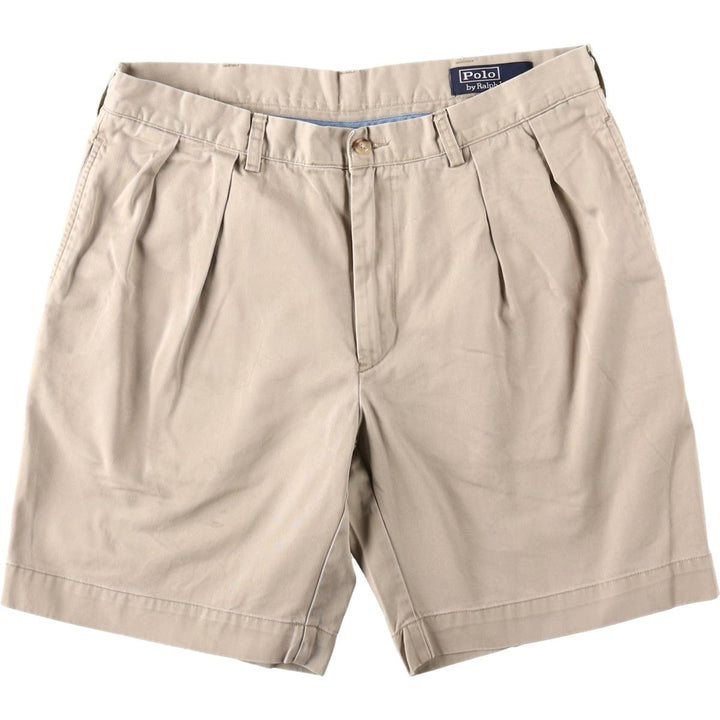 Ralph Lauren POLO by Ralph Lauren CLASSIC FIT PLEATED 9'' Two-Pleat Chino Shorts (Men's W35 equivalent) cotton Beige type Vintage Second Hand