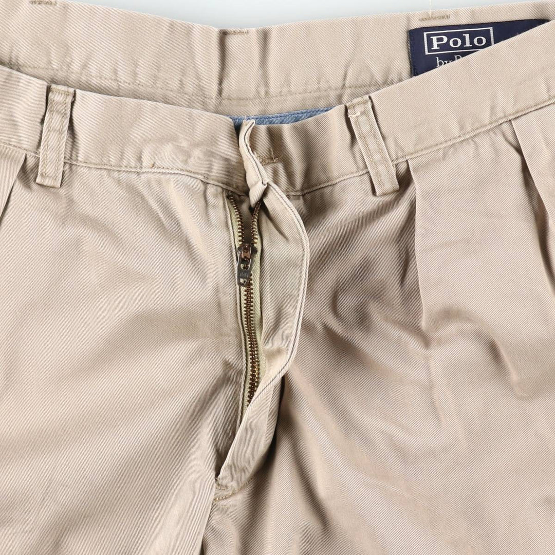 Ralph Lauren POLO by Ralph Lauren CLASSIC FIT PLEATED 9'' Two-Pleat Chino Shorts (Men's W35 equivalent) cotton Beige type Vintage Second Hand