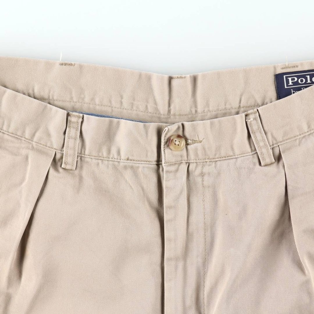 Ralph Lauren POLO by Ralph Lauren CLASSIC FIT PLEATED 9'' Two-Pleat Chino Shorts (Men's W35 equivalent) cotton Beige type Vintage Second Hand