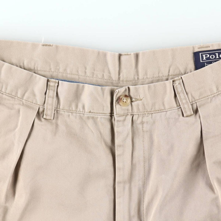 Ralph Lauren POLO by Ralph Lauren CLASSIC FIT PLEATED 9'' Two-Pleat Chino Shorts (Men's W35 equivalent) cotton Beige type Vintage Second Hand