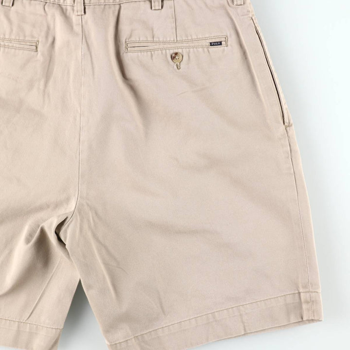 Ralph Lauren POLO by Ralph Lauren CLASSIC FIT PLEATED 9'' Two-Pleat Chino Shorts (Men's W35 equivalent) cotton Beige type Vintage Second Hand