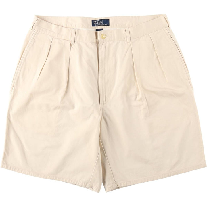 Ralph Lauren POLO by Ralph Lauren Two-pleat Chino Shorts, Men's, Size W37 cotton ivory Vintage Second Hand