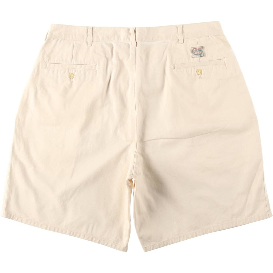 Ralph Lauren POLO by Ralph Lauren Two-pleat Chino Shorts, Men's, Size W37 cotton ivory Vintage Second Hand