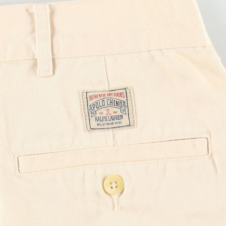Ralph Lauren POLO by Ralph Lauren Two-pleat Chino Shorts, Men's, Size W37 cotton ivory Vintage Second Hand