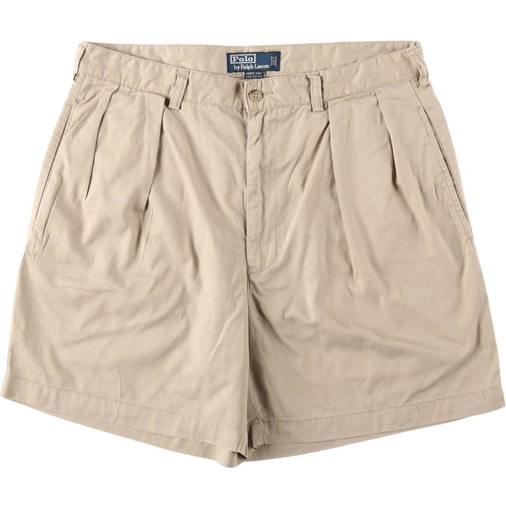 Ralph Lauren POLO by Ralph Lauren ANDREW SHORT Two-pleat chino shorts, short pants, men's size W34 cotton Beige type Vintage Second Hand