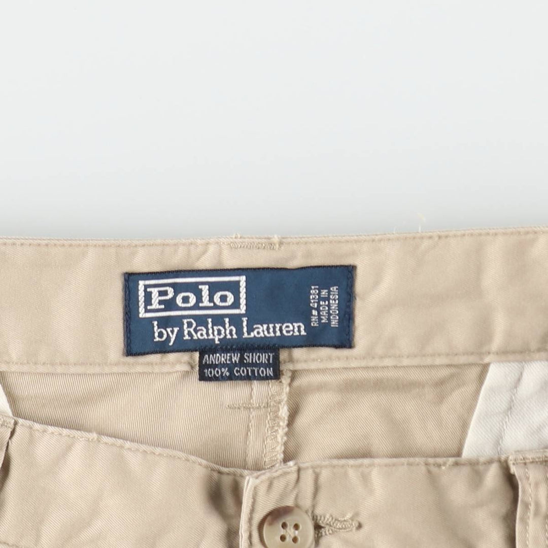 Ralph Lauren POLO by Ralph Lauren ANDREW SHORT Two-pleat chino shorts, short pants, men's size W34 cotton Beige type Vintage Second Hand