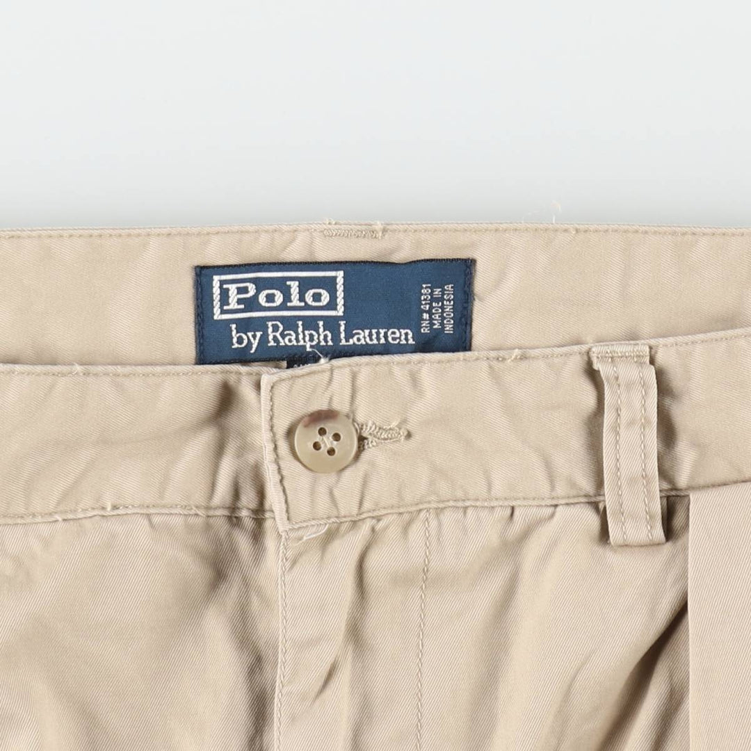 Ralph Lauren POLO by Ralph Lauren ANDREW SHORT Two-pleat chino shorts, short pants, men's size W34 cotton Beige type Vintage Second Hand