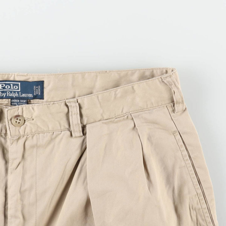 Ralph Lauren POLO by Ralph Lauren ANDREW SHORT Two-pleat chino shorts, short pants, men's size W34 cotton Beige type Vintage Second Hand