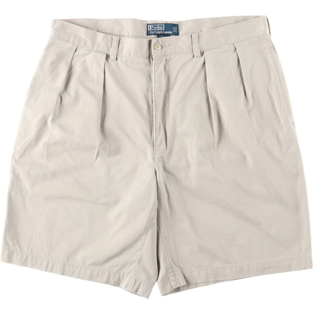 Ralph Lauren POLO by Ralph Lauren TYLER SHORT Two-Pleat Chino Shorts, Men's Size W37 (approx.) cotton Beige type Vintage Second Hand
