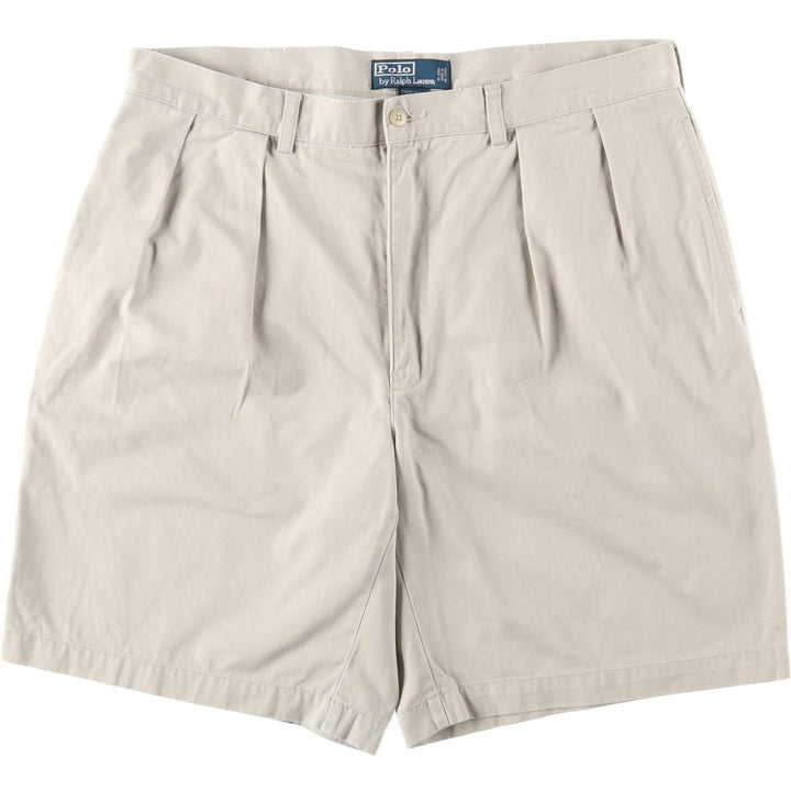 Ralph Lauren POLO by Ralph Lauren TYLER SHORT Two-Pleat Chino Shorts, Men's Size W37 (approx.) cotton Beige type Vintage Second Hand