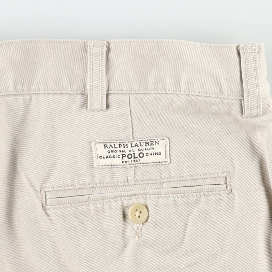 Ralph Lauren POLO by Ralph Lauren TYLER SHORT Two-Pleat Chino Shorts, Men's Size W37 (approx.) cotton Beige type Vintage Second Hand