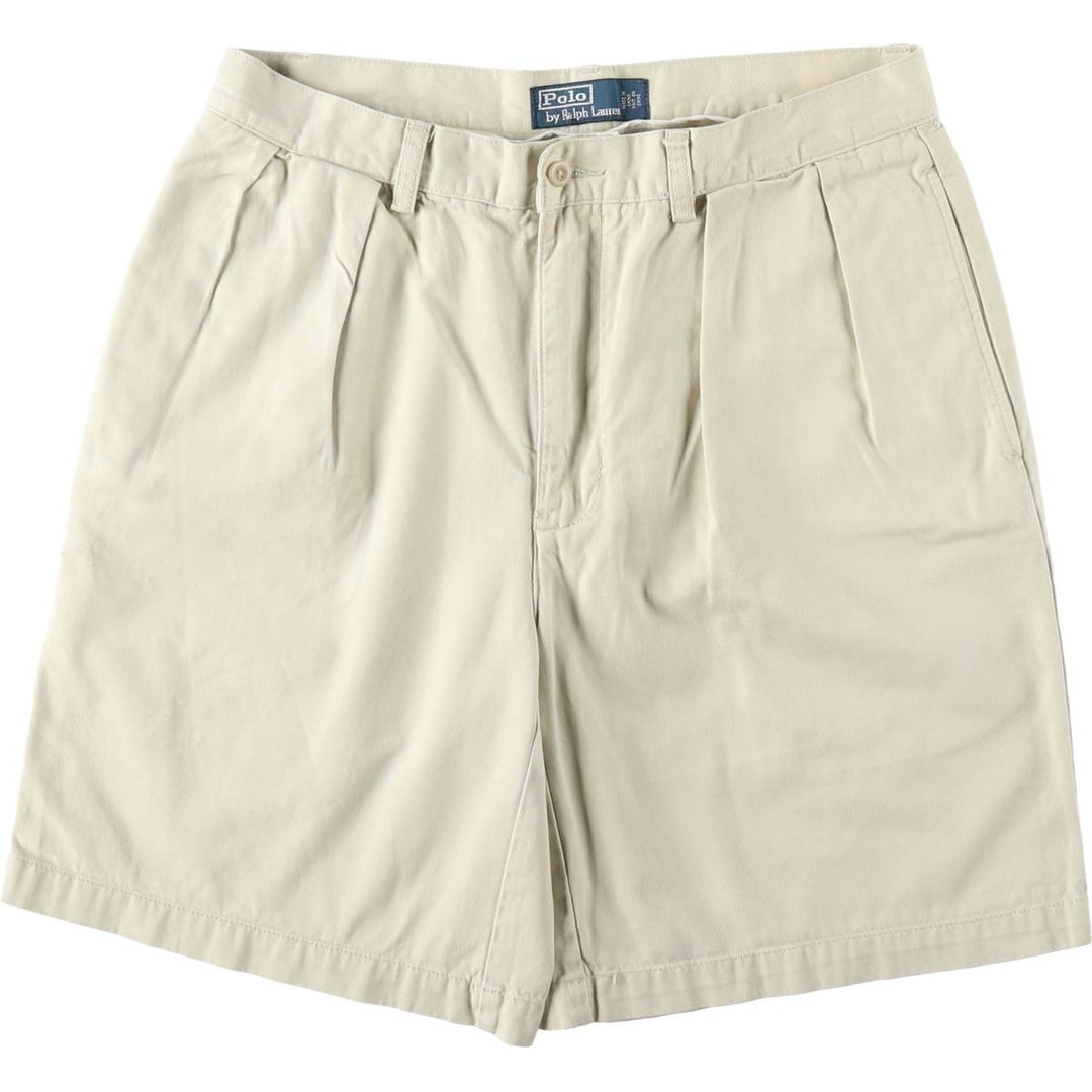 Ralph Lauren POLO by Ralph Lauren Two-pleat Chino Shorts, Men's Size W34 cotton Beige type Vintage Second Hand