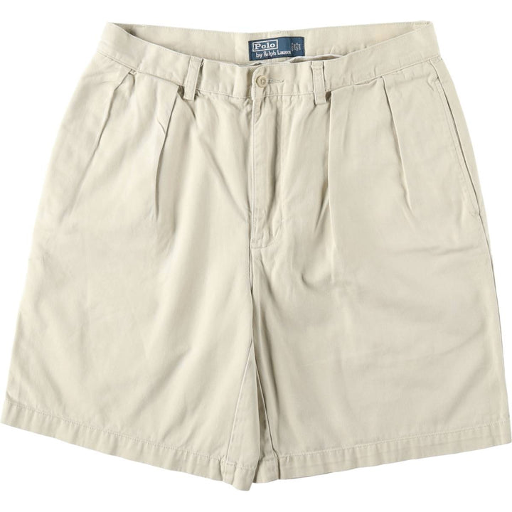 Ralph Lauren POLO by Ralph Lauren Two-pleat Chino Shorts, Men's Size W34 cotton Beige type Vintage Second Hand