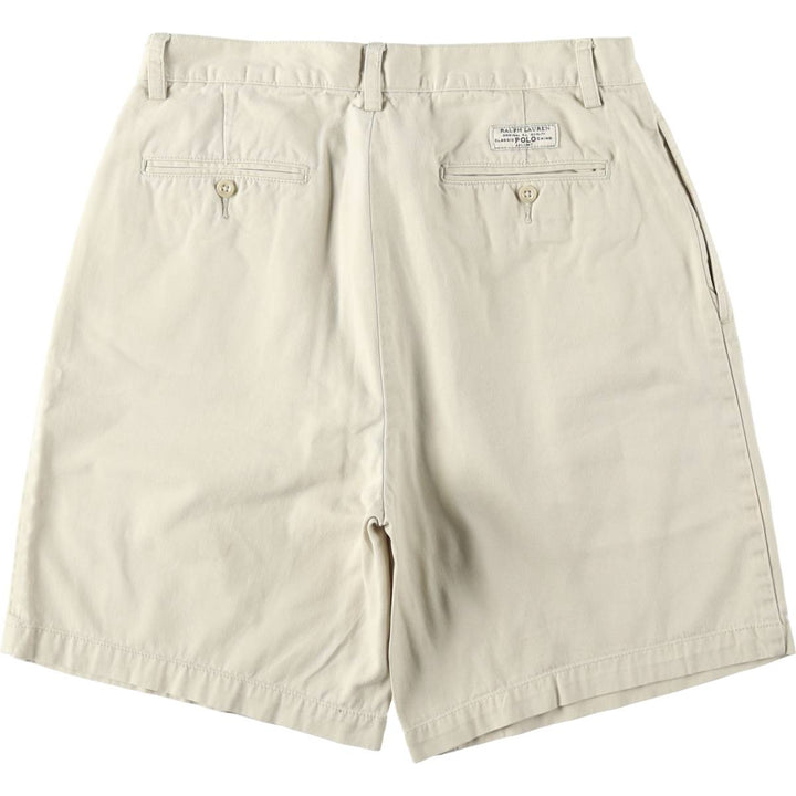 Ralph Lauren POLO by Ralph Lauren Two-pleat Chino Shorts, Men's Size W34 cotton Beige type Vintage Second Hand