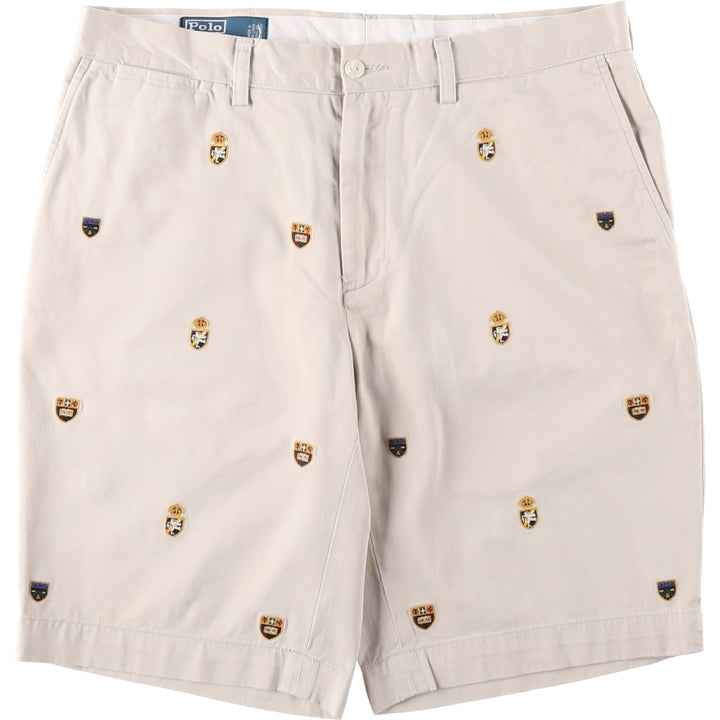 Ralph Lauren POLO by Ralph Lauren all-over print chino shorts, men's size W36 (approx.) cotton Beige type Vintage Second Hand