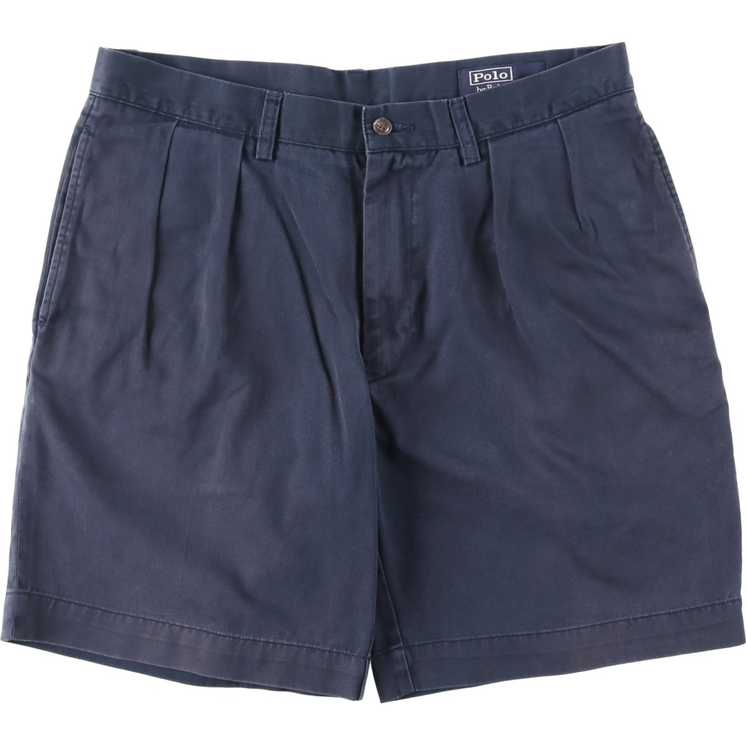 Ralph Lauren POLO by Ralph Lauren Two-pleat Chino Shorts Shorts Men's W36 cotton navy blue type Vintage Second Hand