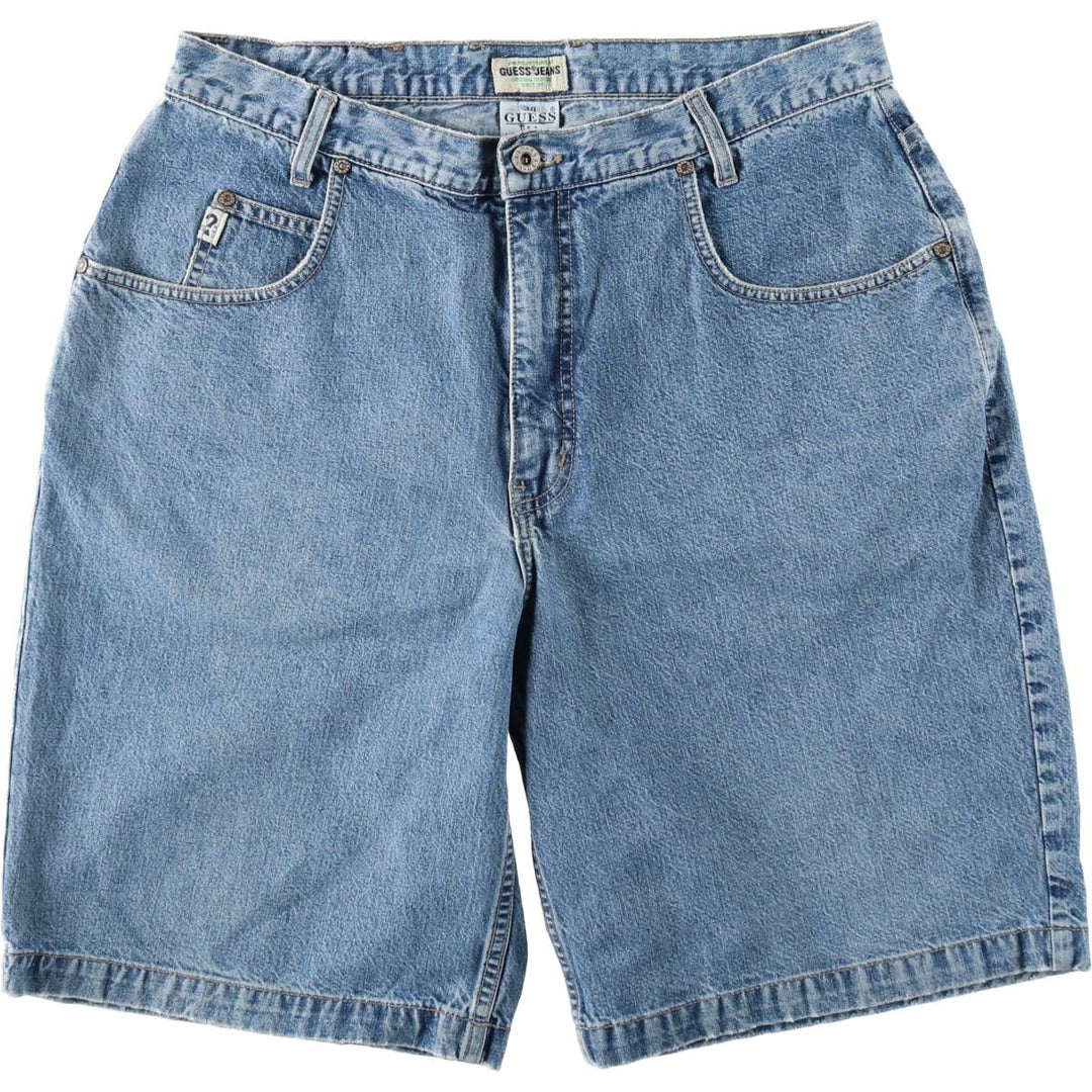 90'S Guess Jeans denim shorts, half pants, made in USA, men's size W34 equivalent, vintage. cotton blue type Vintage Second Hand