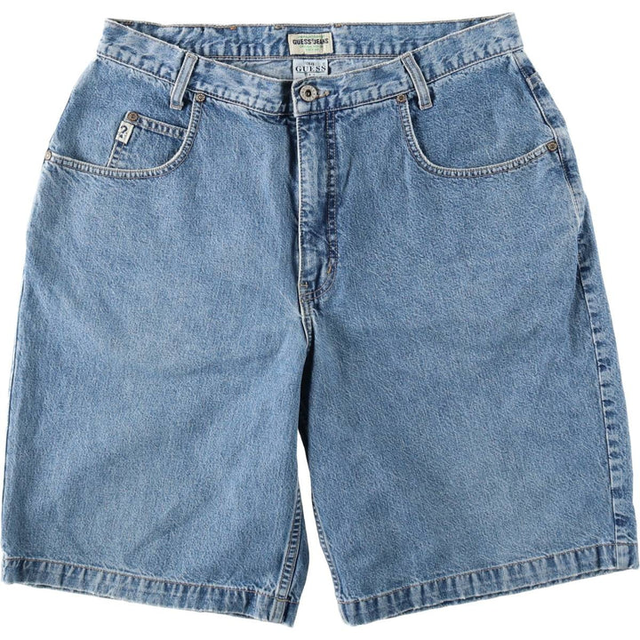 90'S Guess Jeans denim shorts, half pants, made in USA, men's size W34 equivalent, vintage. cotton blue type Vintage Second Hand