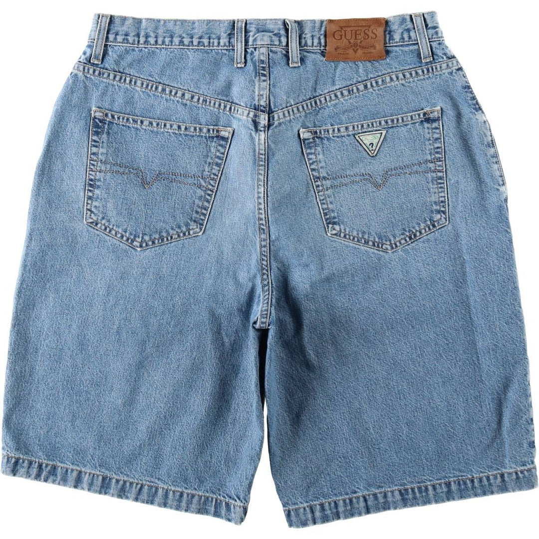 90'S Guess Jeans denim shorts, half pants, made in USA, men's size W34 equivalent, vintage. cotton blue type Vintage Second Hand