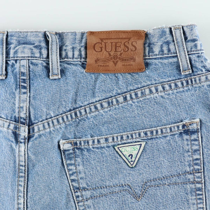 90'S Guess Jeans denim shorts, half pants, made in USA, men's size W34 equivalent, vintage. cotton blue type Vintage Second Hand
