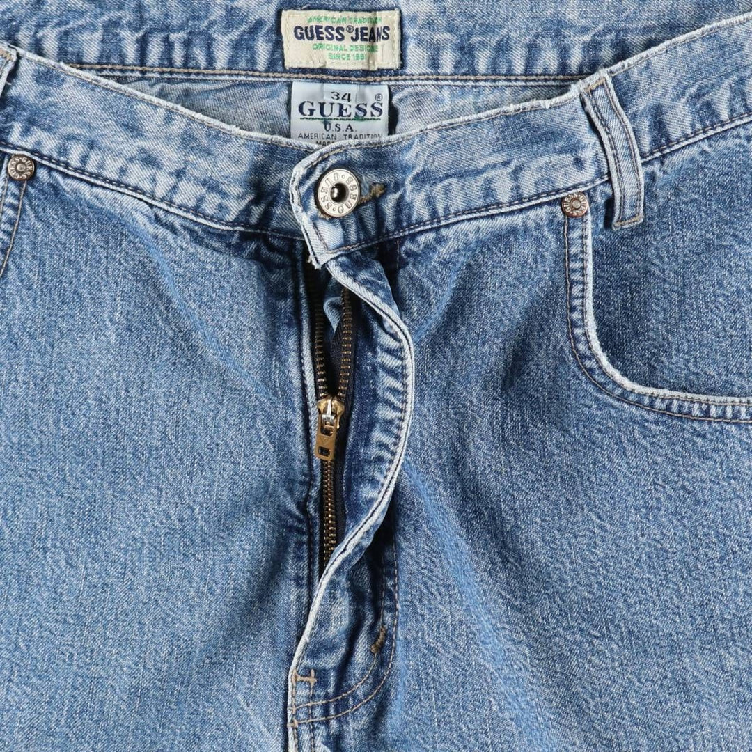 90'S Guess Jeans denim shorts, half pants, made in USA, men's size W34 equivalent, vintage. cotton blue type Vintage Second Hand