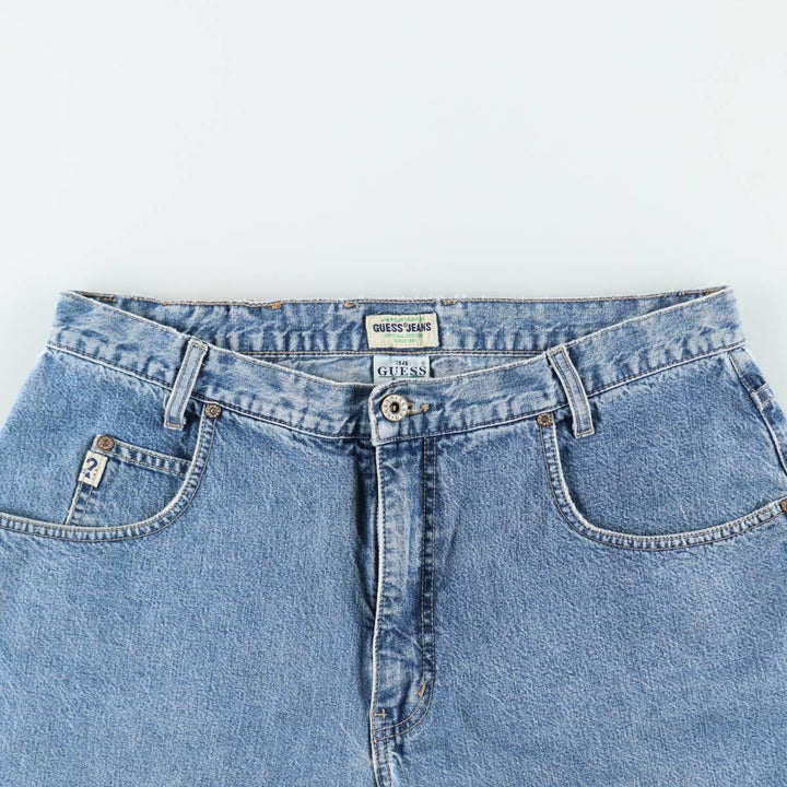 90'S Guess Jeans denim shorts, half pants, made in USA, men's size W34 equivalent, vintage. cotton blue type Vintage Second Hand