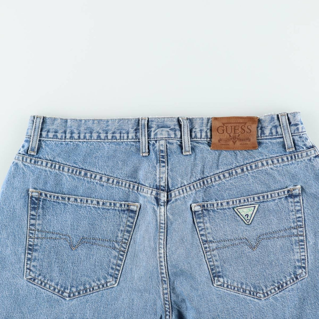 90'S Guess Jeans denim shorts, half pants, made in USA, men's size W34 equivalent, vintage. cotton blue type Vintage Second Hand