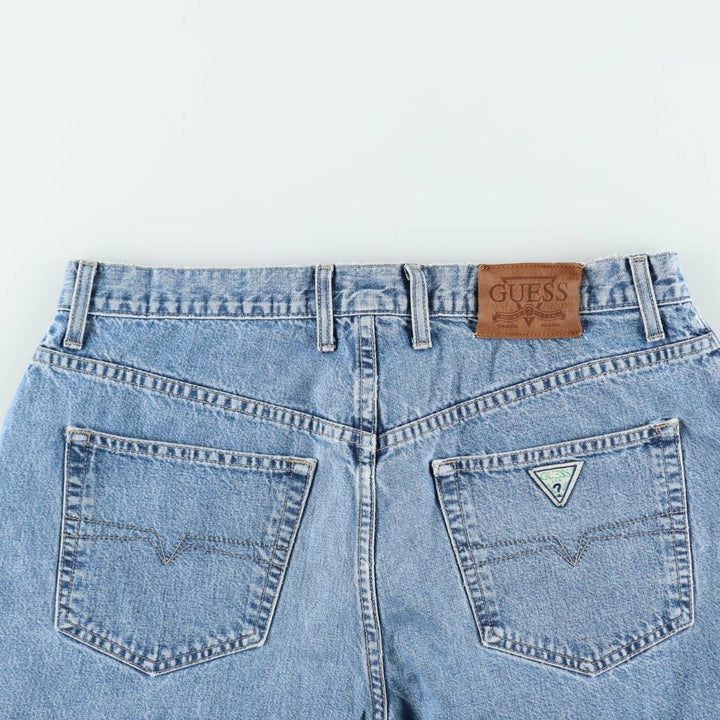 90'S Guess Jeans denim shorts, half pants, made in USA, men's size W34 equivalent, vintage. cotton blue type Vintage Second Hand