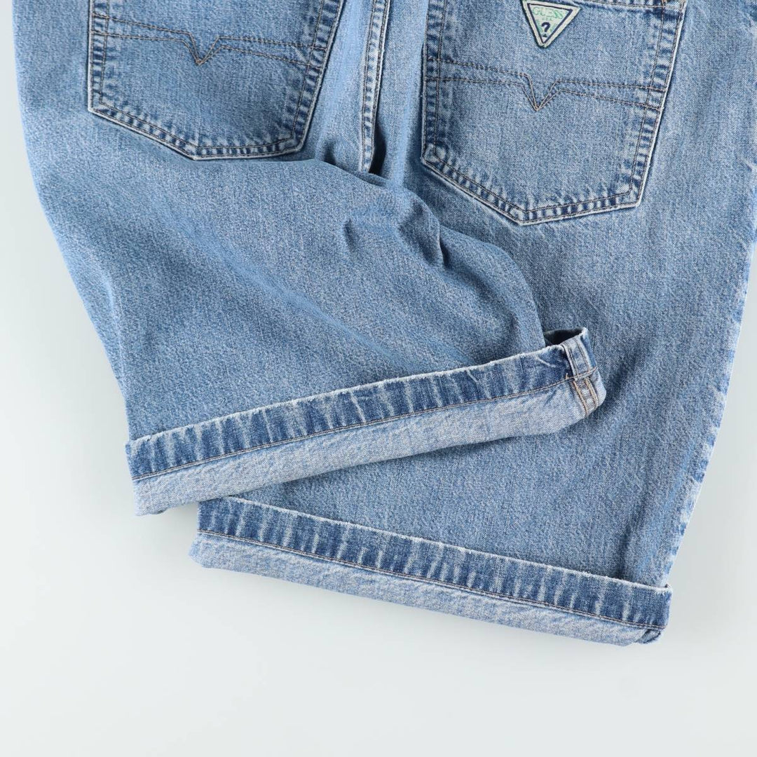 90'S Guess Jeans denim shorts, half pants, made in USA, men's size W34 equivalent, vintage. cotton blue type Vintage Second Hand