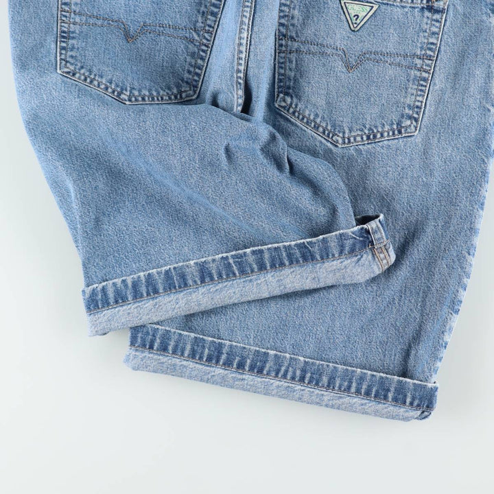 90'S Guess Jeans denim shorts, half pants, made in USA, men's size W34 equivalent, vintage. cotton blue type Vintage Second Hand