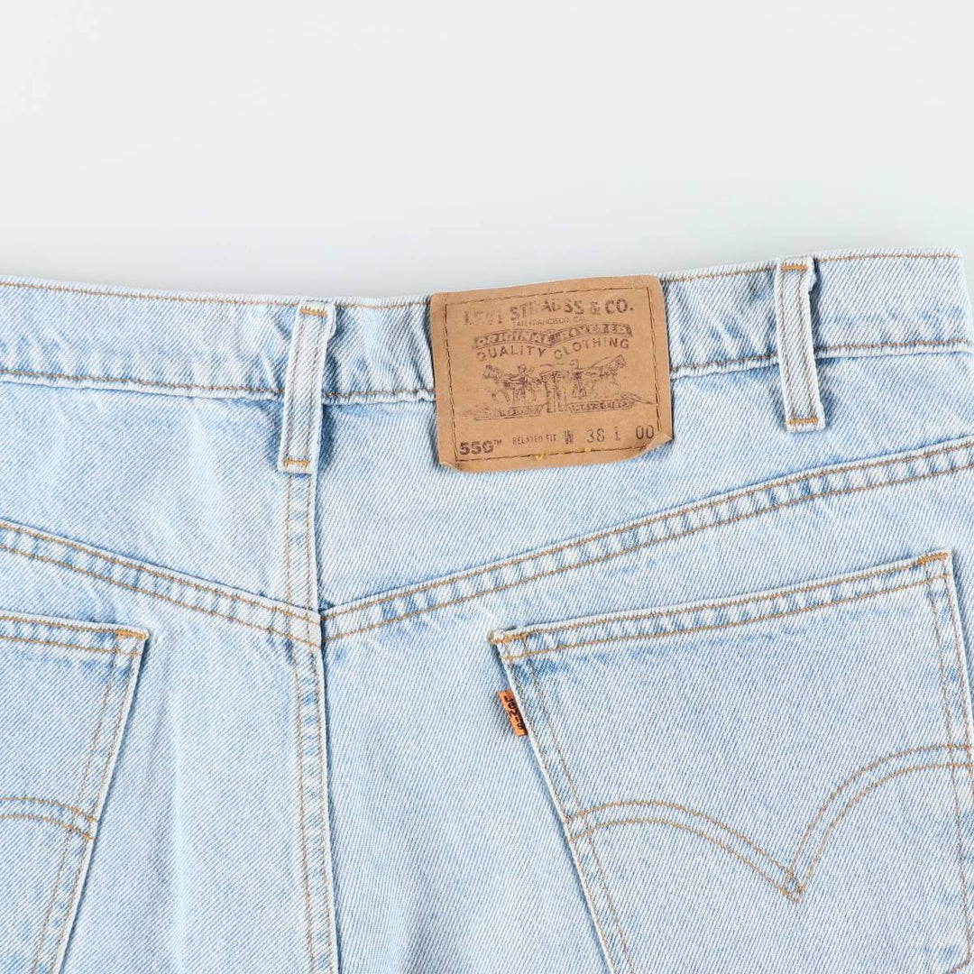 90'S Levi's 34550-1734 Relaxed Fit Orange Tab Denim Shorts, Men's W37 (approx.), Vintage cotton Blue type light blue Vintage Second Hand