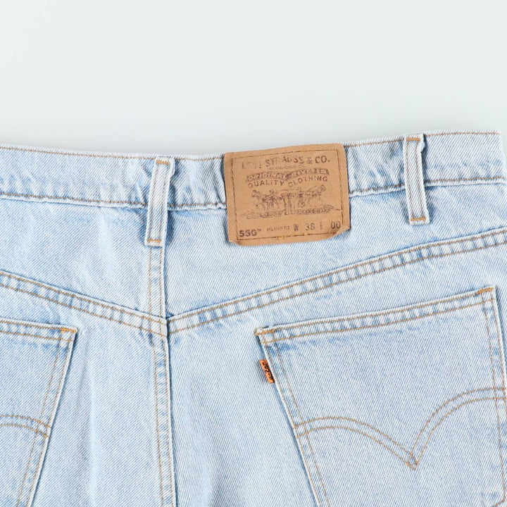 90'S Levi's 34550-1734 Relaxed Fit Orange Tab Denim Shorts, Men's W37 (approx.), Vintage cotton Blue type light blue Vintage Second Hand