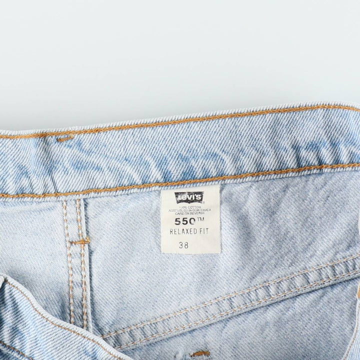 90'S Levi's 34550-1734 Relaxed Fit Orange Tab Denim Shorts, Men's W37 (approx.), Vintage cotton Blue type light blue Vintage Second Hand