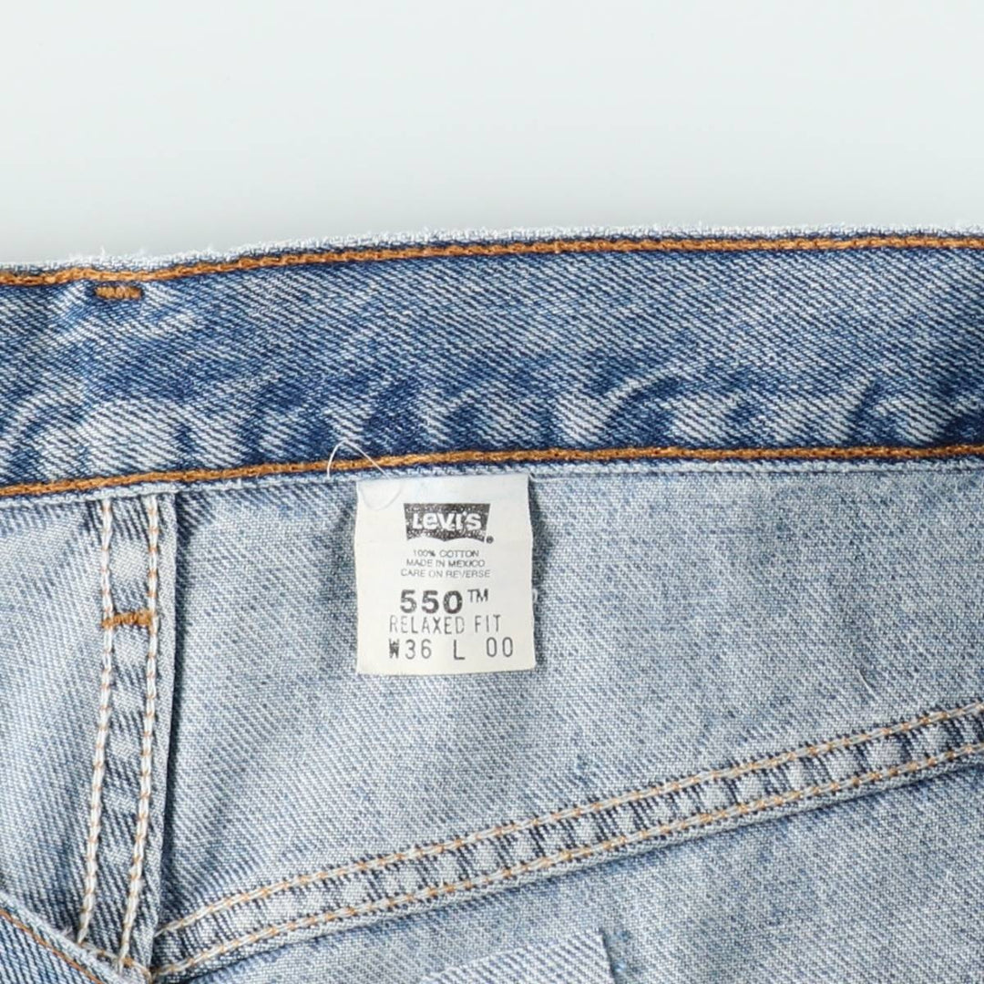 00'S Levi's 550 Relaxed Fit Denim Shorts for Men, Size W36 cotton blue type Vintage Second Hand
