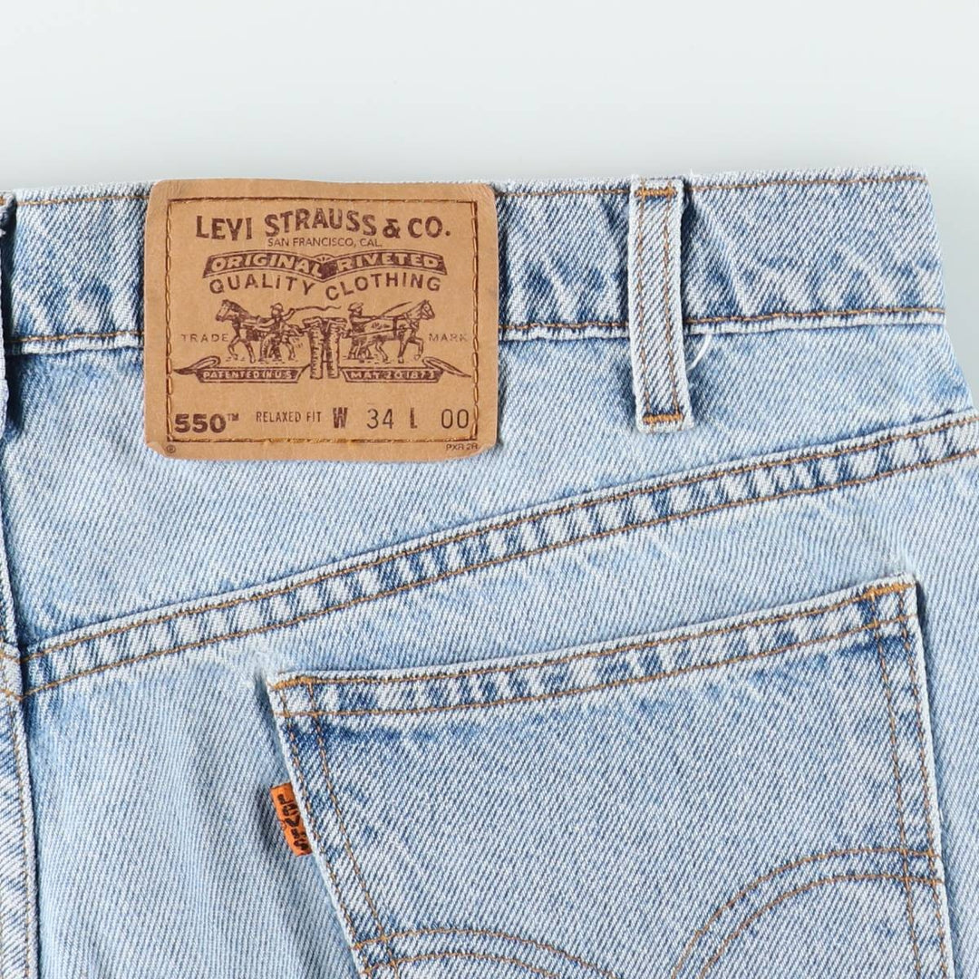 Levi's 550 Relaxed Fit Denim Shorts, Men's Size W34 (approx.), Orange Tab unclear Blue type light blue Vintage Second Hand