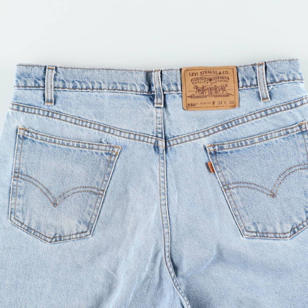 Levi's 550 Relaxed Fit Denim Shorts, Men's Size W34 (approx.), Orange Tab unclear Blue type light blue Vintage Second Hand