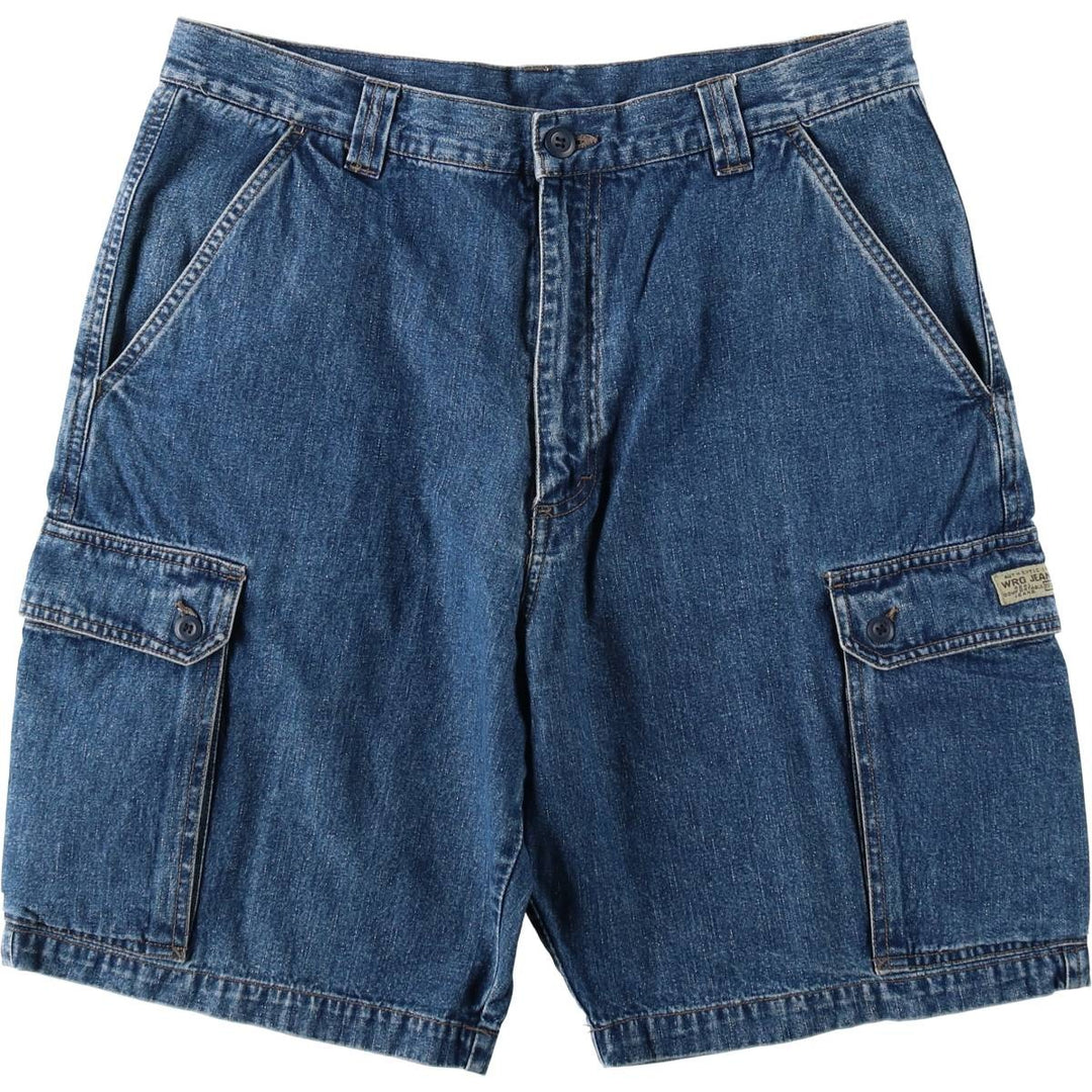 Wrangler denim cargo shorts, made in Russia, men's size W35 (approx.). cotton blue type Vintage Second Hand