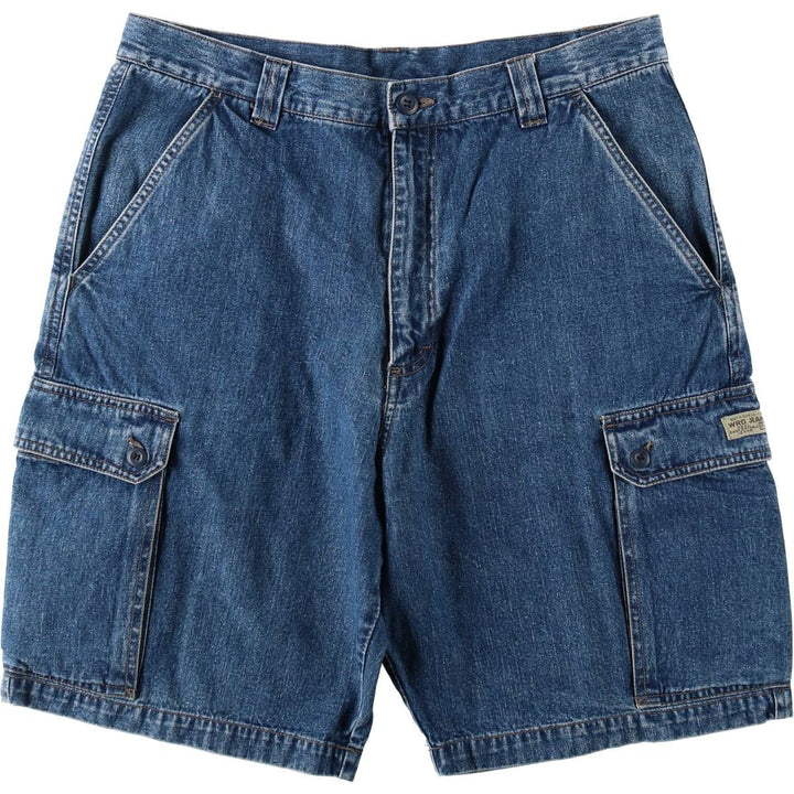 Wrangler denim cargo shorts, made in Russia, men's size W35 (approx.). cotton blue type Vintage Second Hand