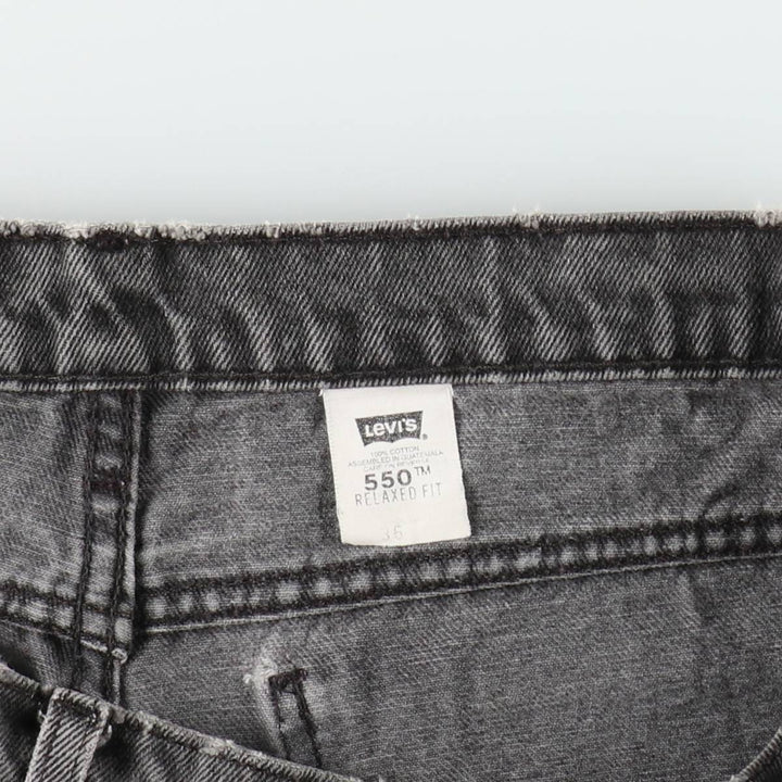 Levi's 550 Relaxed Fit Black Denim Shorts (Men's W35 equivalent) cotton black type Vintage Second Hand