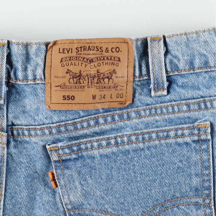 90'S Levi's 550 Orange Tab Denim Shorts, Half Pants, Made in USA, Men's W34 (approx.), Vintage cotton blue type Vintage Second Hand