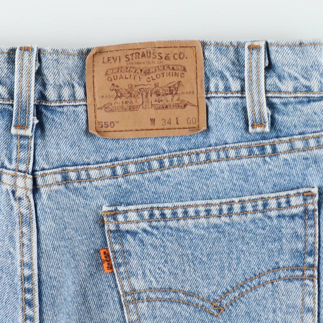 90'S Levi's 550 Denim Shorts, Made in USA, Men's Size W34 (approx.), Vintage cotton blue type Vintage Second Hand
