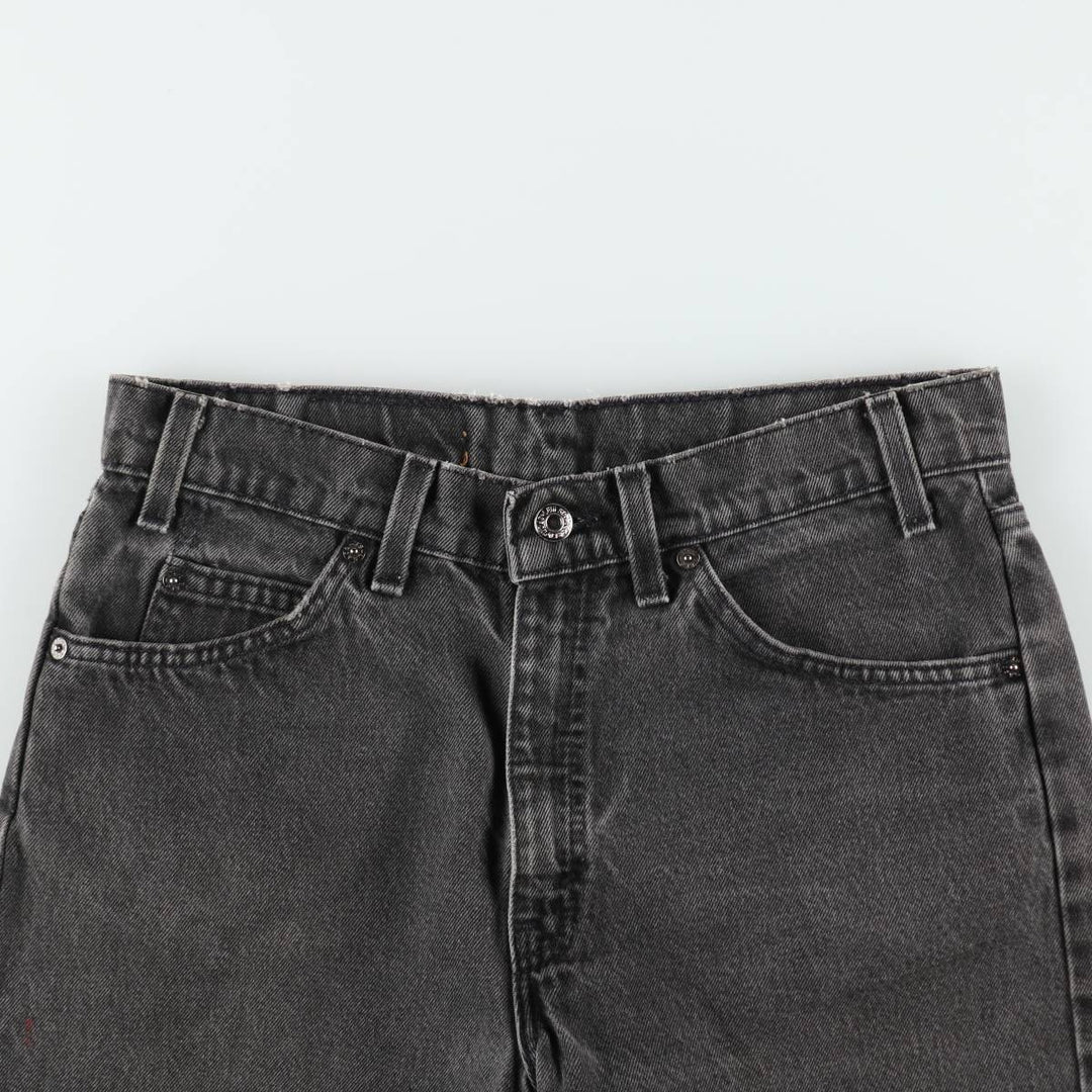 90'S Levi's 550 Relaxed Fit Jaws Orange Tab Black Denim Shorts, Made in USA, Men's W32 (approx.) cotton black type Vintage Second Hand