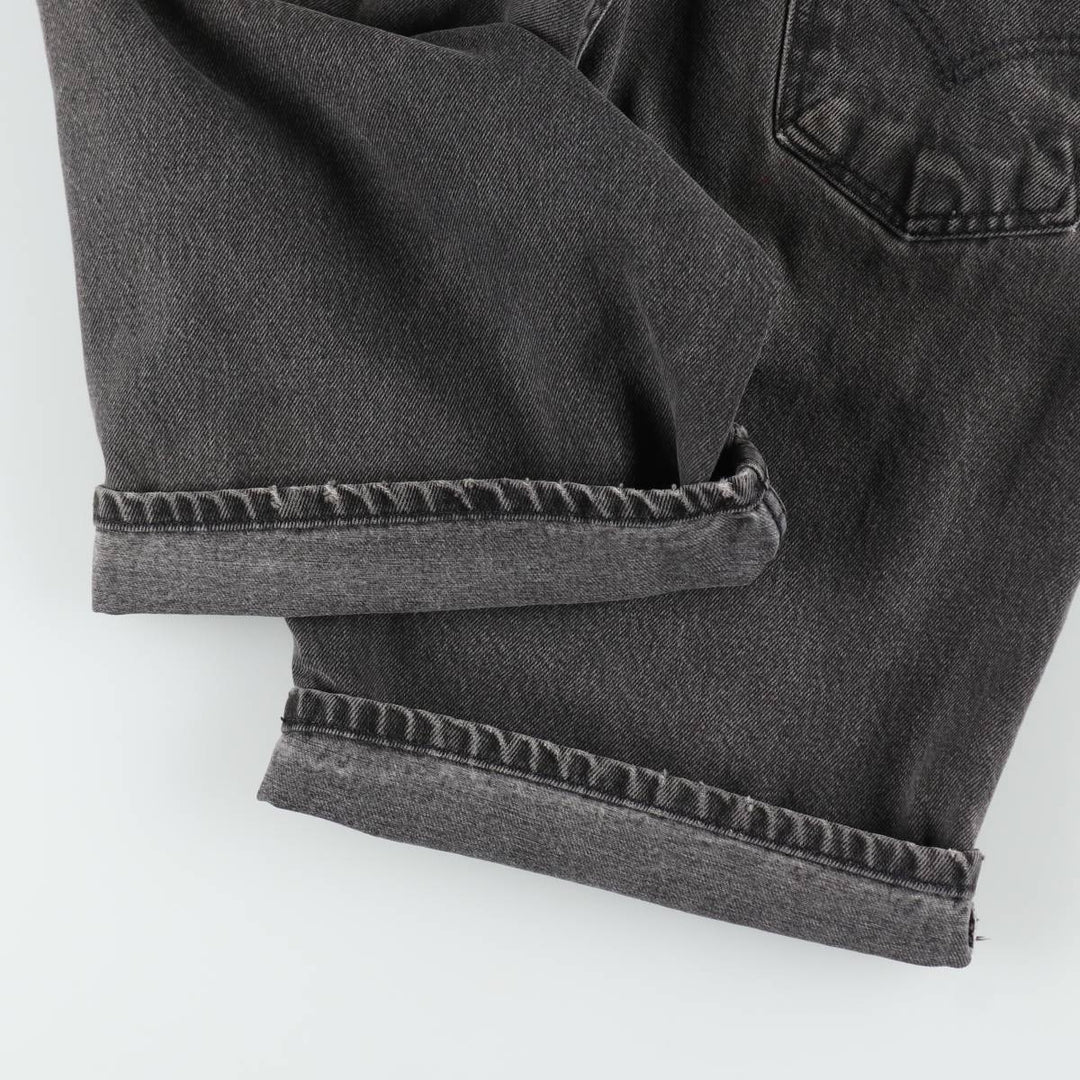 90'S Levi's 550 Relaxed Fit Jaws Orange Tab Black Denim Shorts, Made in USA, Men's W32 (approx.) cotton black type Vintage Second Hand