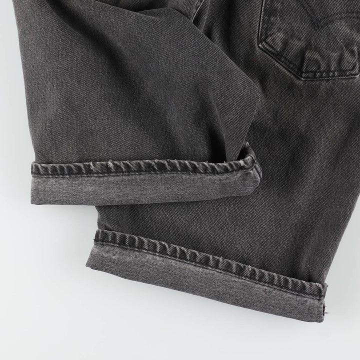 90'S Levi's 550 Relaxed Fit Jaws Orange Tab Black Denim Shorts, Made in USA, Men's W32 (approx.) cotton black type Vintage Second Hand