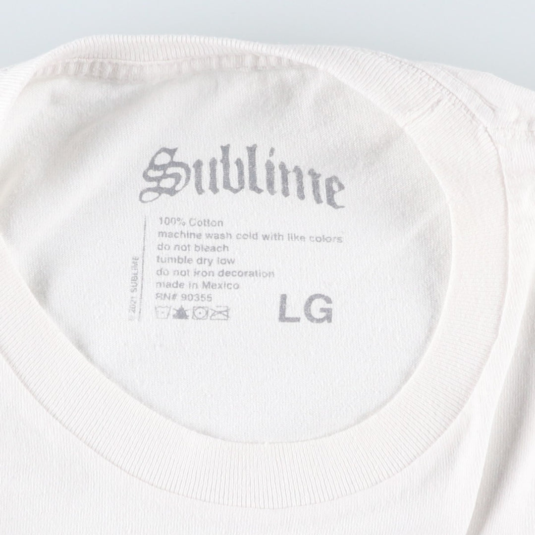 SUBLIME Band T-shirt, Men's L size cotton white type Vintage Second Hand