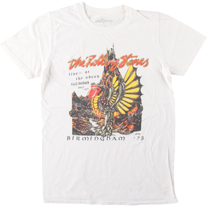 THE ROLLING STONES band T-shirt, women's size S cotton white type Vintage Second Hand