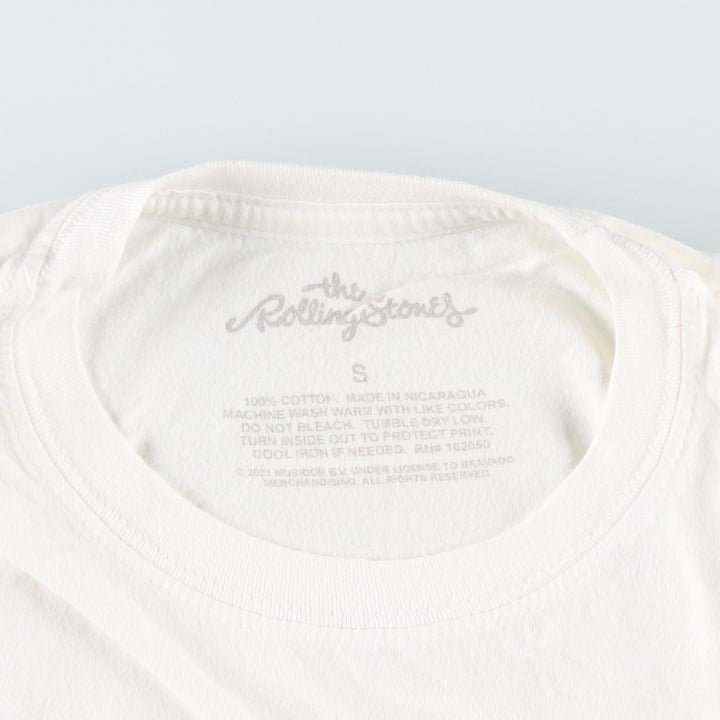 THE ROLLING STONES band T-shirt, women's size S cotton white type Vintage Second Hand