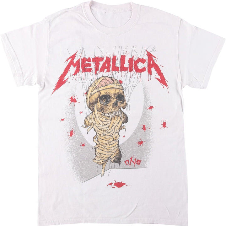 METALLICA Skull Pattern Band T-Shirt, Men's Size Small unclear pink type Vintage Second Hand