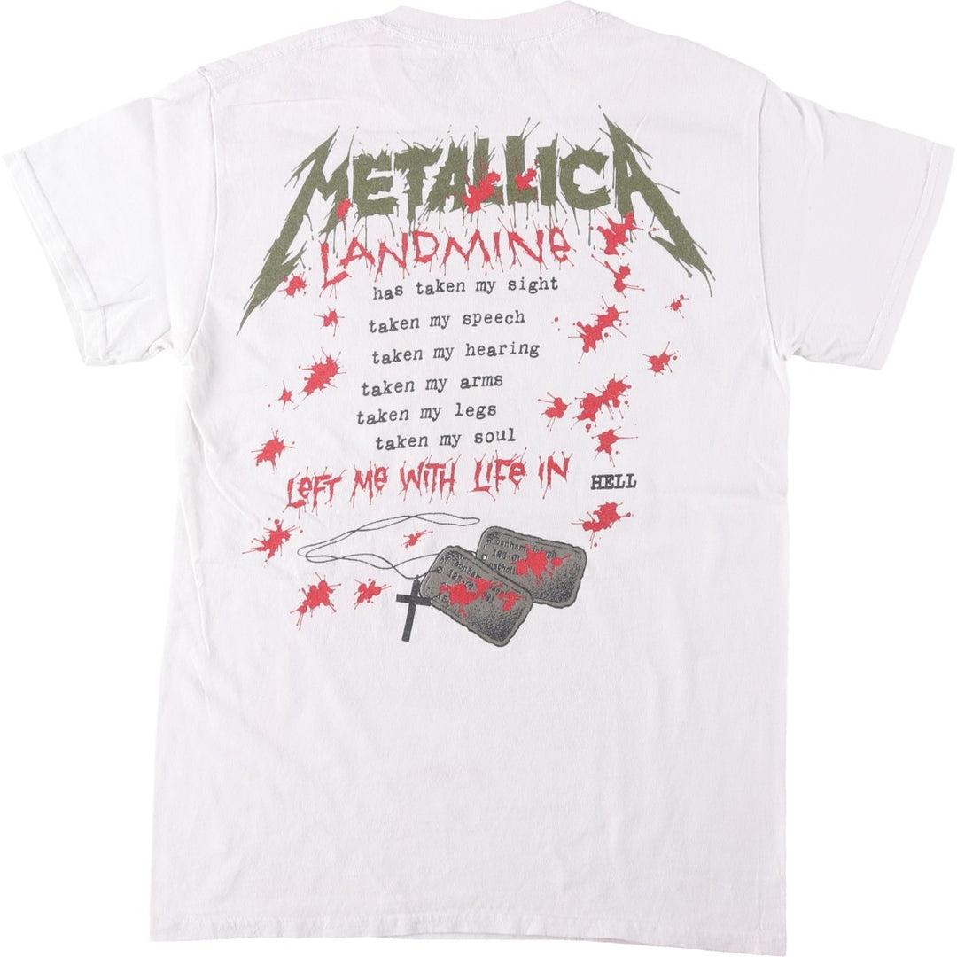 METALLICA Skull Pattern Band T-Shirt, Men's Size Small unclear pink type Vintage Second Hand